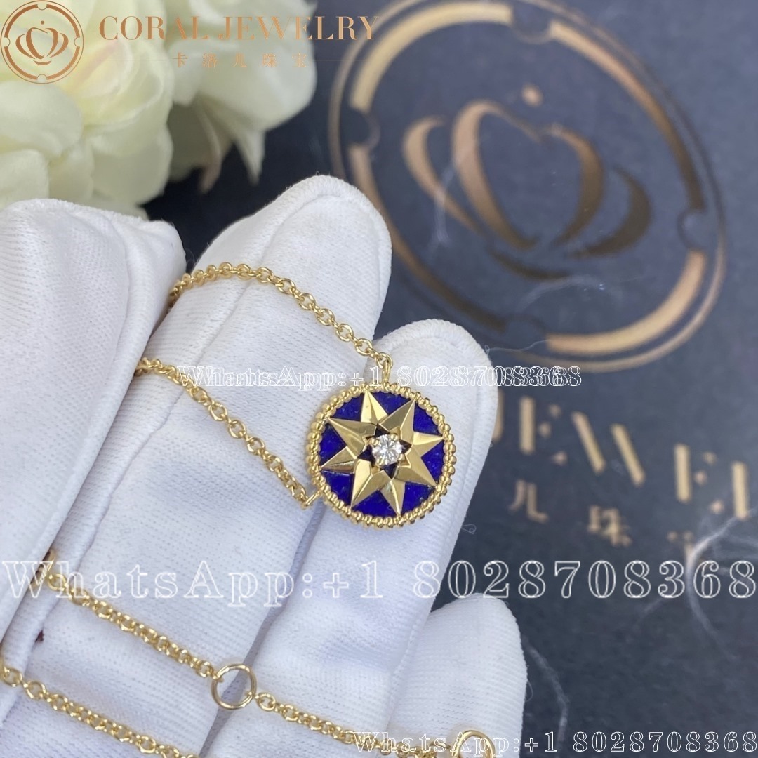 Dior Rose Des Vents Necklace Yellow Gold Diamond And Lapis Lazuli Coral (2)