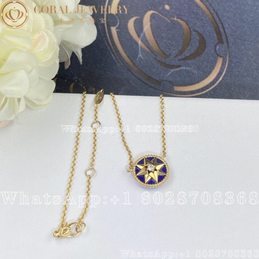 Dior Rose Des Vents Necklace Yellow Gold Diamond And Lapis Lazuli Coral (5)