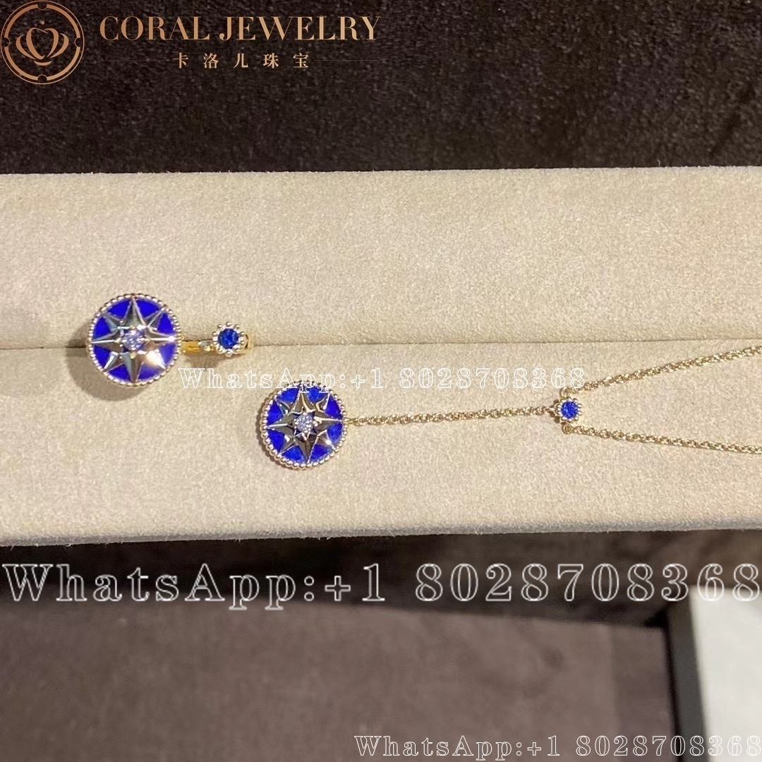 Dior Rose Des Vents Necklace Yellow Gold Diamonds And Lapis Lazuli Coral (1)