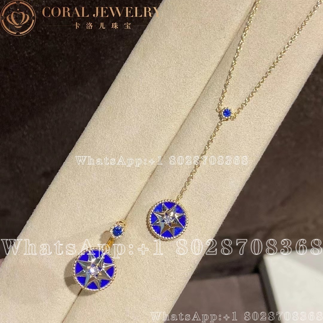 Dior Rose Des Vents Necklace Yellow Gold Diamonds And Lapis Lazuli Coral (6)