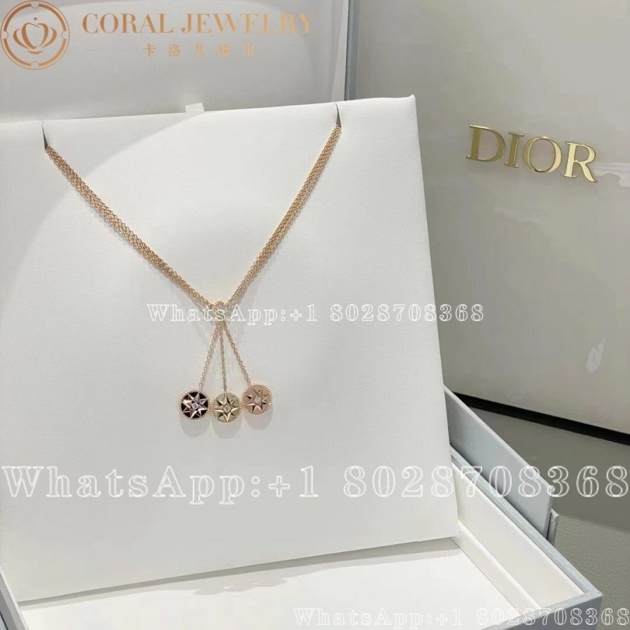 Dior Rose Des Vents Necklace Yellow Gold Diamonds And Mother Of Pearl 12mm Coral (1)