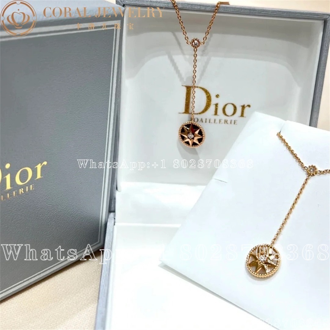 Dior Rose Des Vents Necklace Yellow Gold Diamonds And Mother Of Pearl 12mm Coral (4)