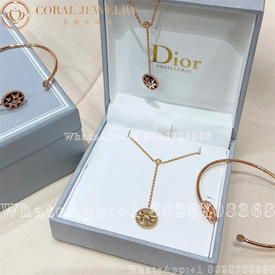 Dior Rose Des Vents Necklace Yellow Gold Diamonds And Mother Of Pearl 12mm Coral (5)