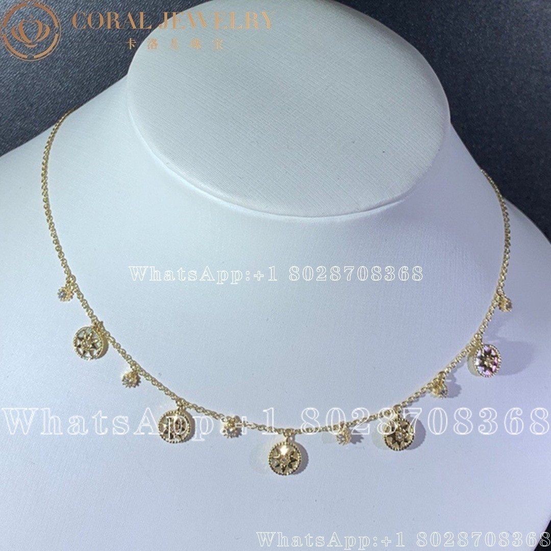 Dior Rose Des Vents Necklace Yellow Gold Diamonds And Mother Of Pearl Coral (9)