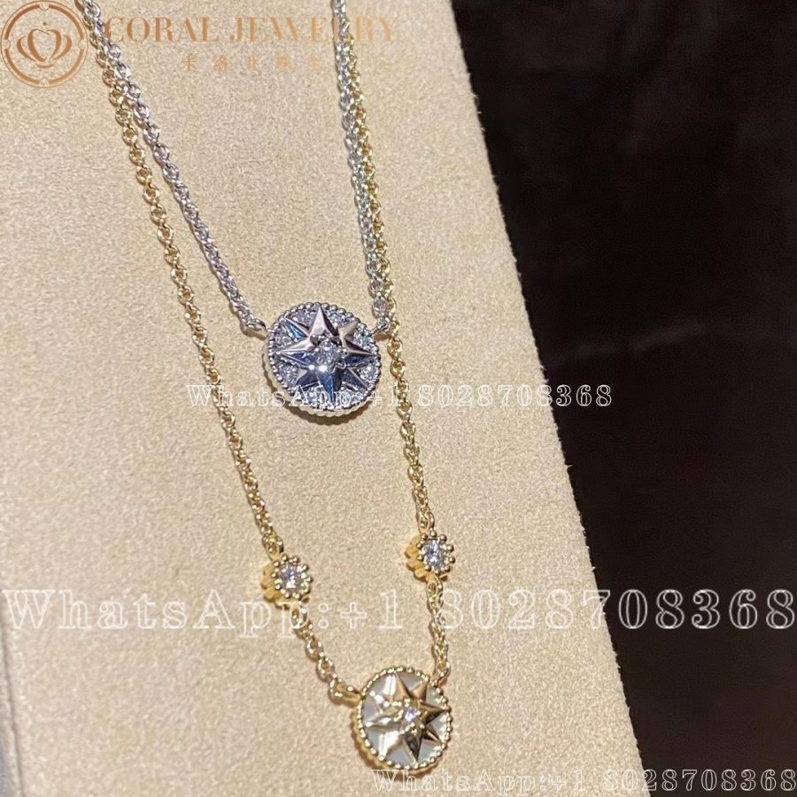 Dior Rose Des Vents Necklace Yellow Gold Diamonds And Mother Of Pearl Jrdv95146 Coral (12)