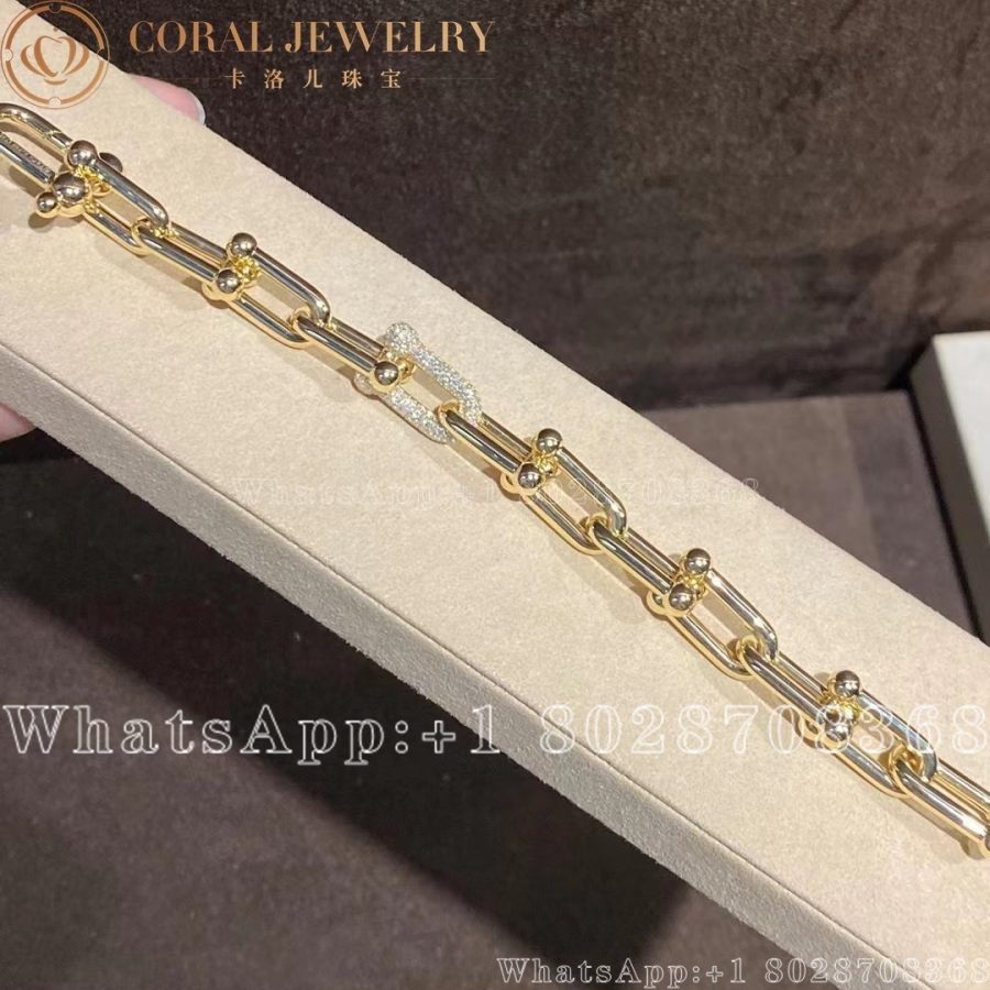 Tiffany Hardwear Large Link Bracelet In Yellow Gold With Diamonds Coral (15)