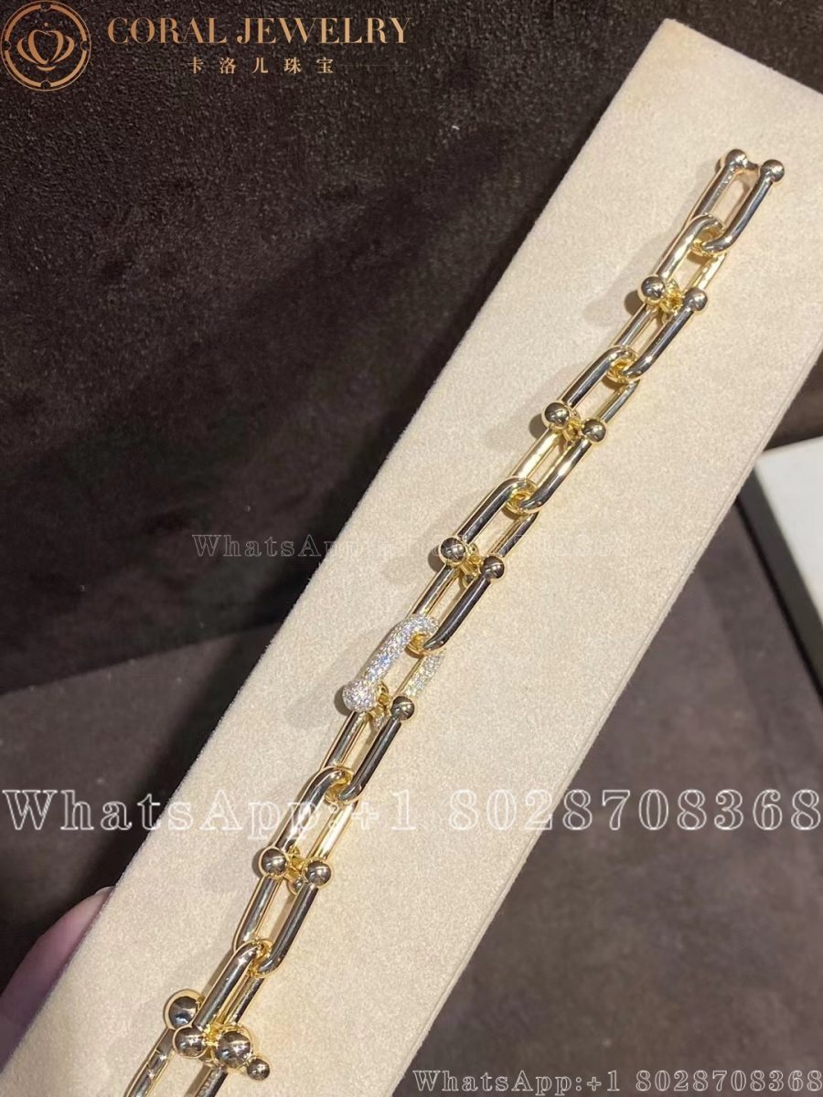 Tiffany Hardwear Large Link Bracelet In Yellow Gold With Diamonds Coral (17)