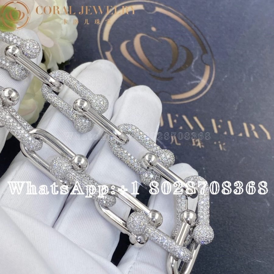 Tiffany Hardwear Link Bracelet In White Gold With Half Pave Diamonds Coral (7)