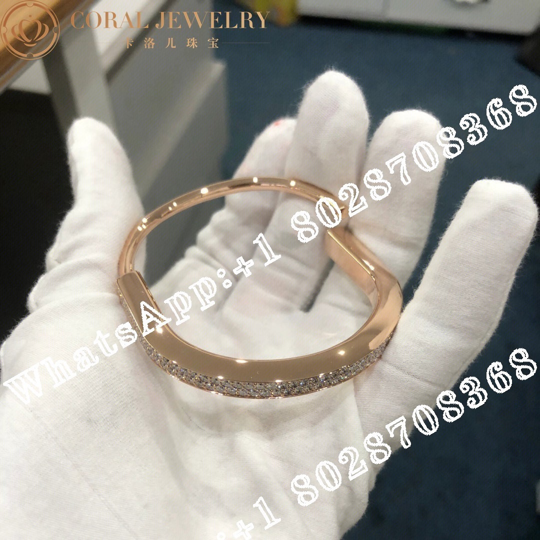 Tiffany Lock Bangle In Rose Gold With Full Pave Diamonds Coral (2)