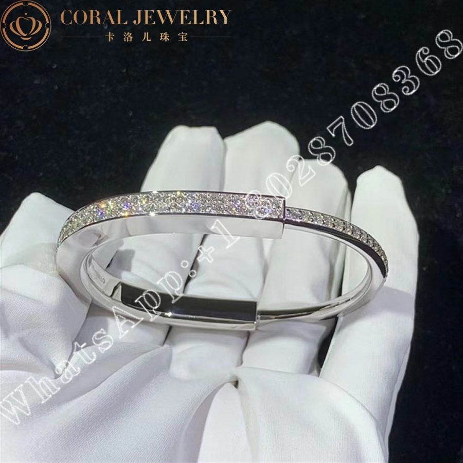 Tiffany Lock Bangle In White Gold With Full Pave Diamonds Coral (3)