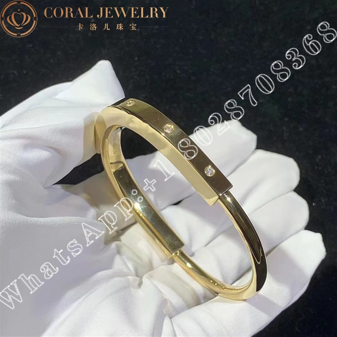 Tiffany Lock Bangle In Yellow Gold With Diamond Accents Coral (1)