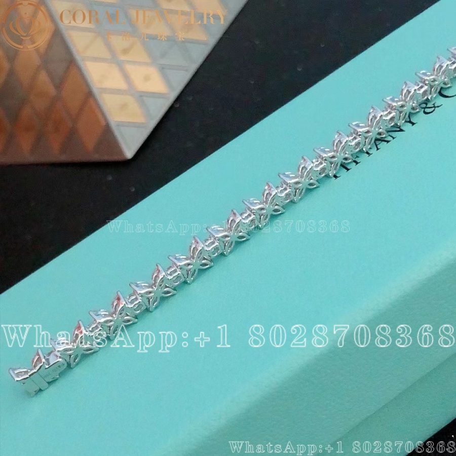 Tiffany Victoria Cluster Tennis Bracelet In Platinum With Diamonds Coral (8)