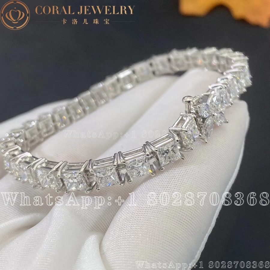 Tiffany Victoria Tennis Bracelet In Platinum With Emerald Cut Diamond Coral (2)