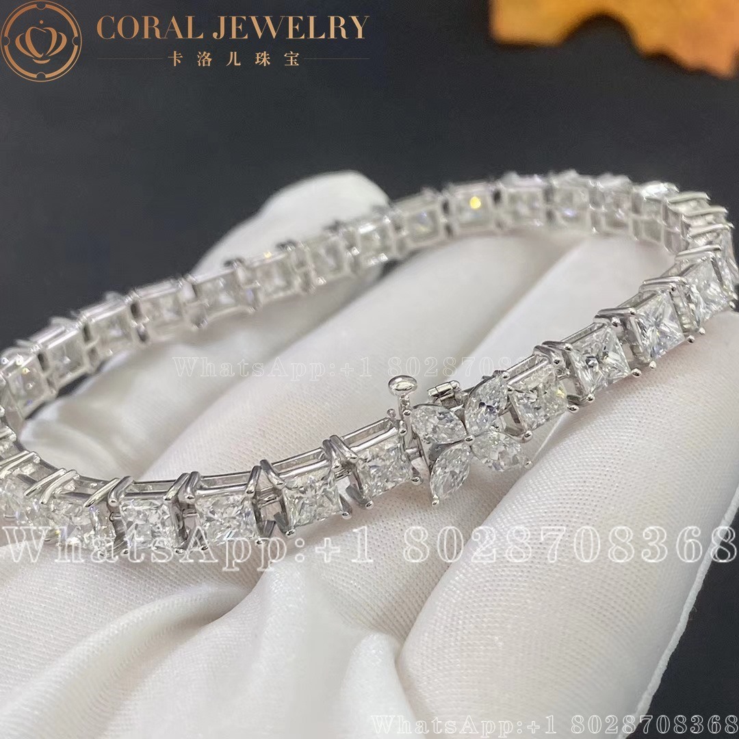 Tiffany Victoria Tennis Bracelet In Platinum With Emerald Cut Diamond Coral (3)