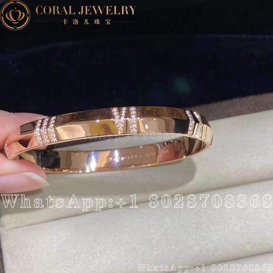 Tiffany Atlas X Closed Wide Hinged Bangle In Rose Gold With Diamonds Coral (6)