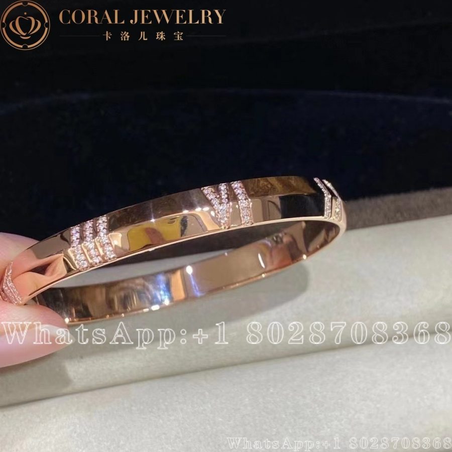 Tiffany Atlas X Closed Wide Hinged Bangle In Rose Gold With Diamonds Coral (8)