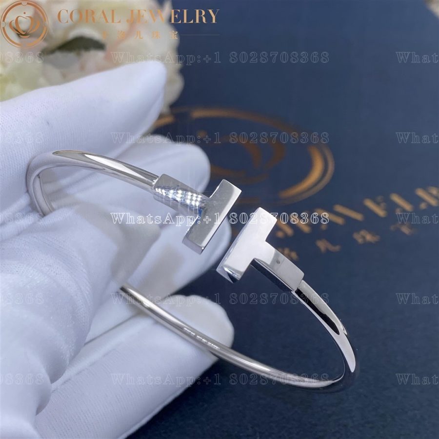 Tiffany T Wire Bracelet In 18k White Gold Coral (6)