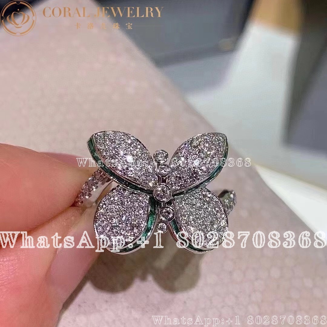 Graff Baby Princess Butterfly Ring With Pave Diamond And Pink And Emeralds Coral (2)