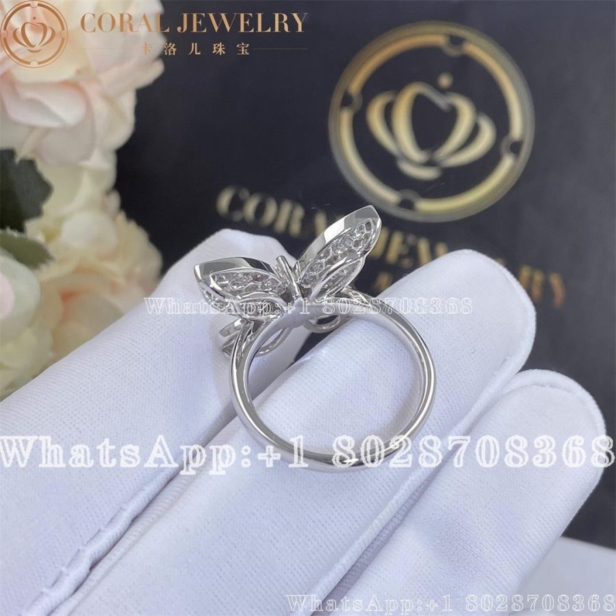 Graff Pave Butterfly Diamond Ring White Gold Coral (2)