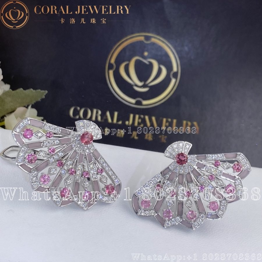 Garrard Fanfare Symphony Diamond And Pink Tourmaline Earrings In 18ct White Gold With Pink Opal Coral (9)