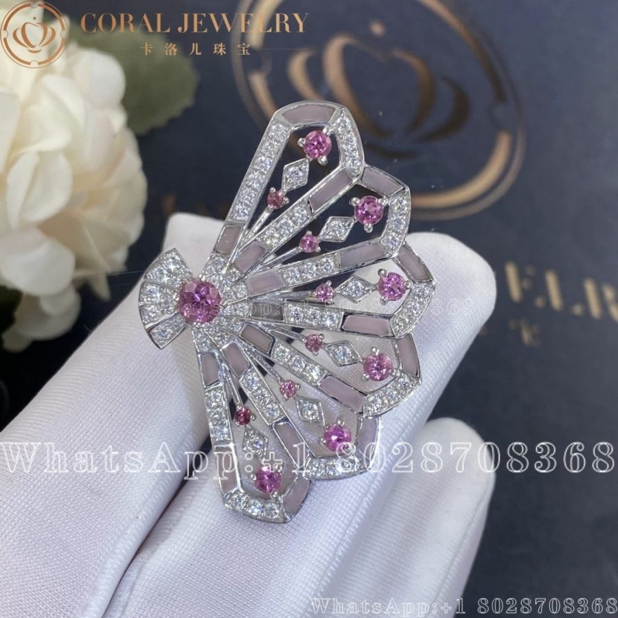 Garrard Fanfare Symphony Diamond And Pink Tourmaline Ring In 18ct White Gold With Pink Opal Coral (13)