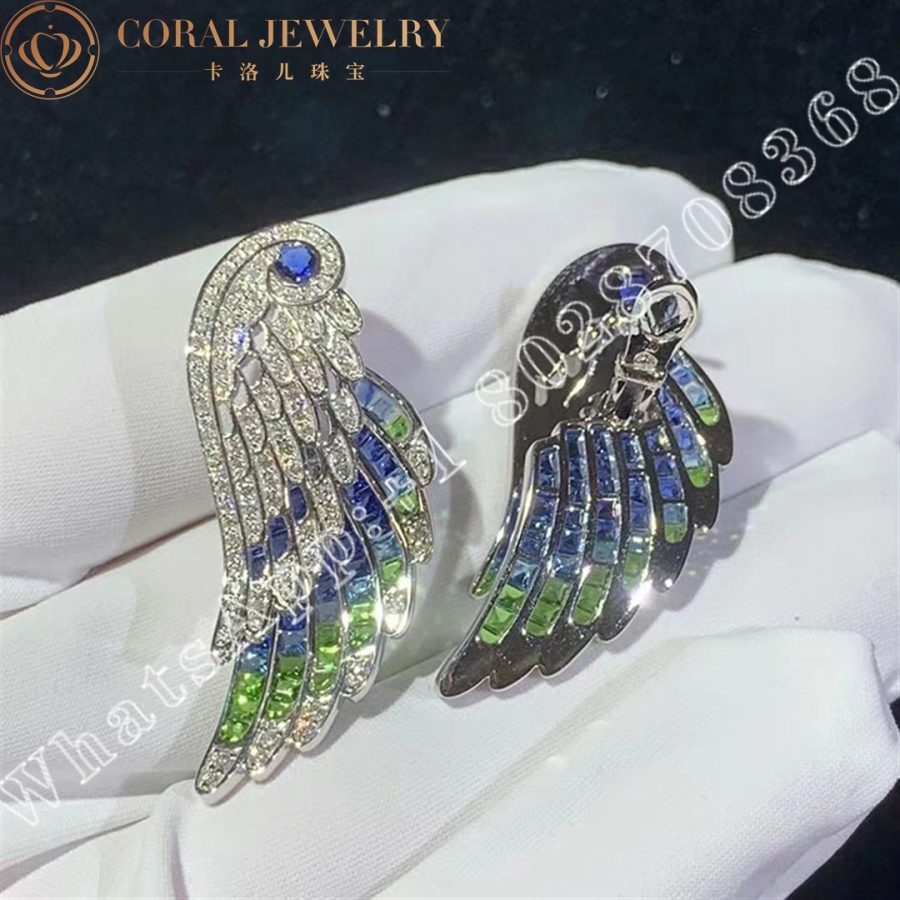 Garrard Wings Embrace Peacock Drop Earrings In 18ct White Gold With Diamonds Sapphires Tsavorites And Aquamarines Coral (3)