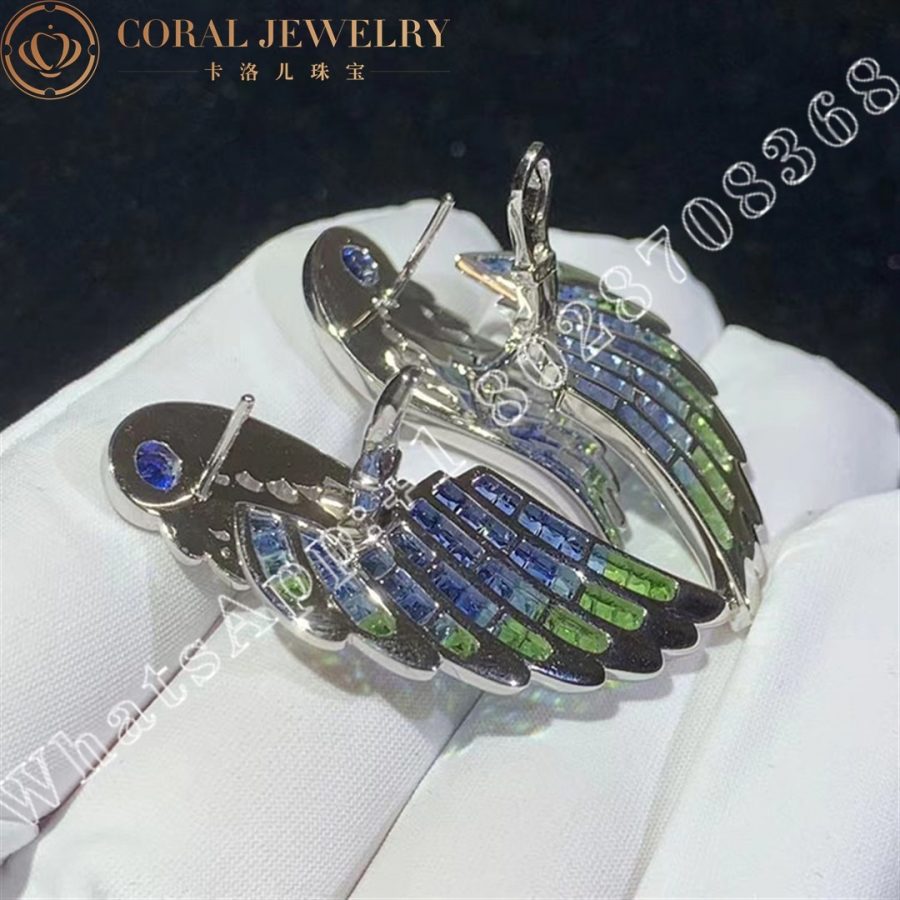 Garrard Wings Embrace Peacock Drop Earrings In 18ct White Gold With Diamonds Sapphires Tsavorites And Aquamarines Coral (5)