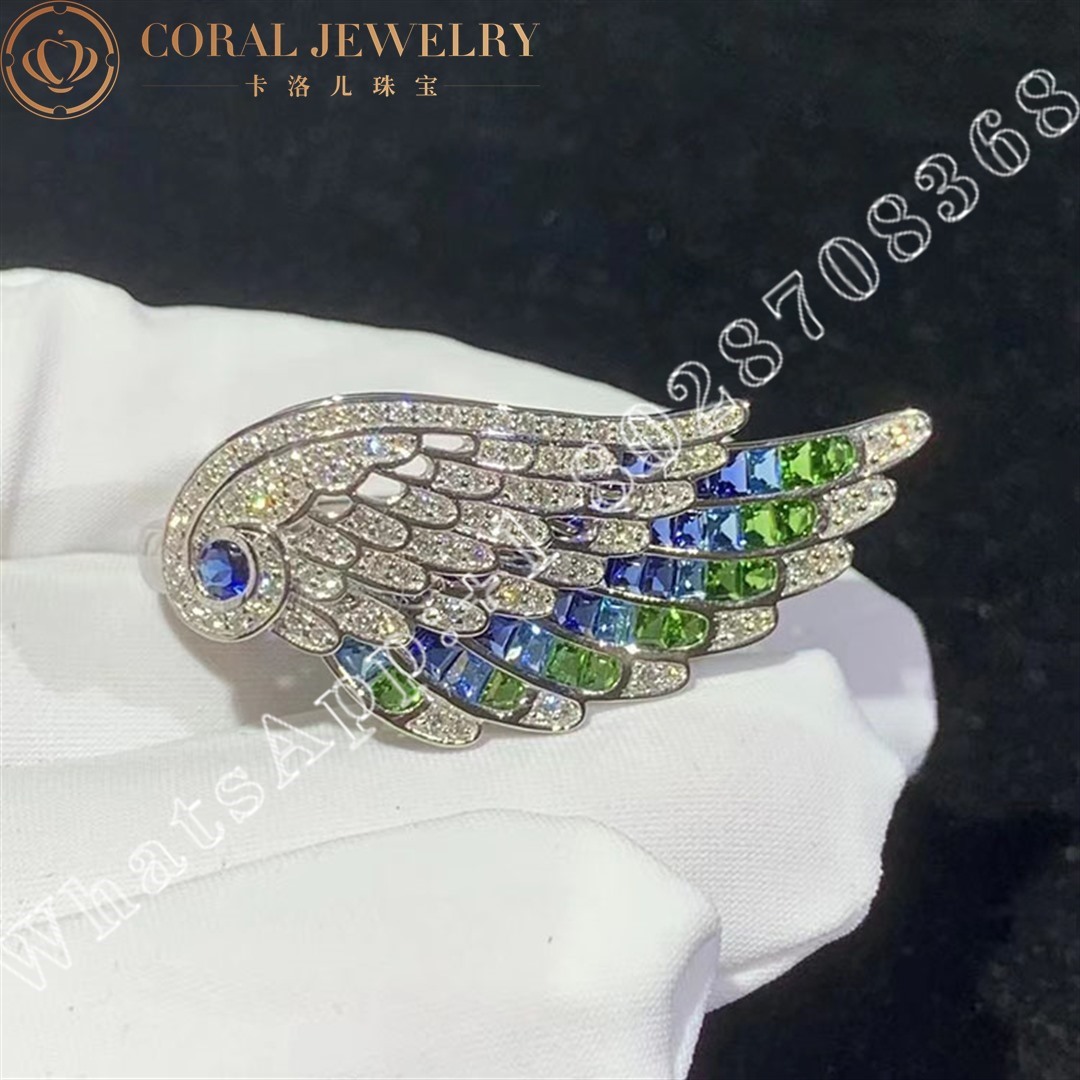 Garrard Wings Embrace Peacock Ring In 18ct White Gold With Diamonds Sapphires Tsavorites And Aquamarines Coral (1)