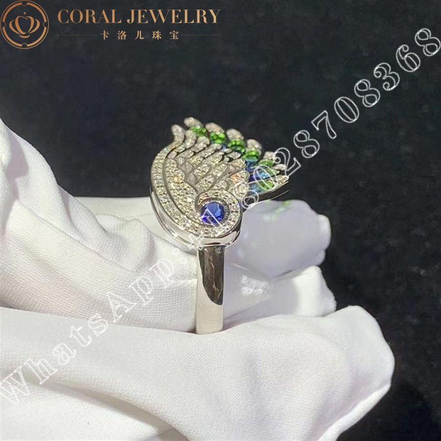 Garrard Wings Embrace Peacock Ring In 18ct White Gold With Diamonds Sapphires Tsavorites And Aquamarines Coral (2)