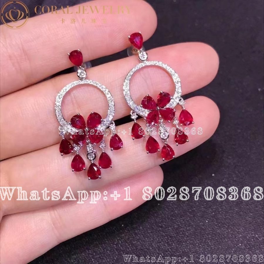 Graff Classic Butterfly Chandelier Ruby Earrings White Gold Coralo (5)