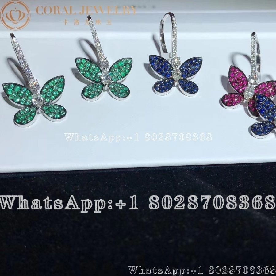 Graff Pave Butterfly Emeralds Drop Earrings Coral (5)