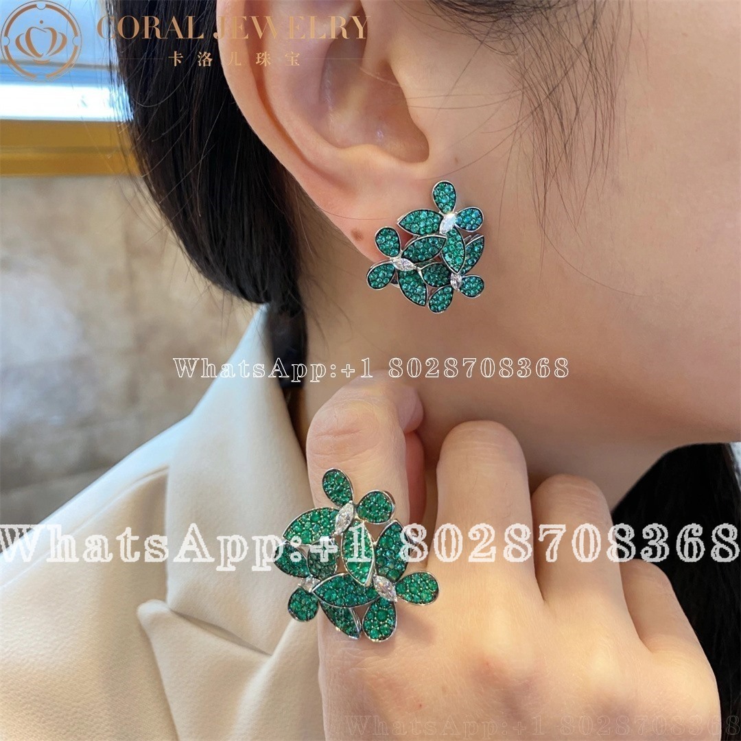 Graff Triple Pave Butterfly Emeralds Earrings Coral (2)