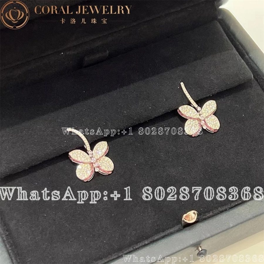 Graff White Gold Princess Butterfly W Diamonds Pink Purple Sapphire Earring Coral (13)