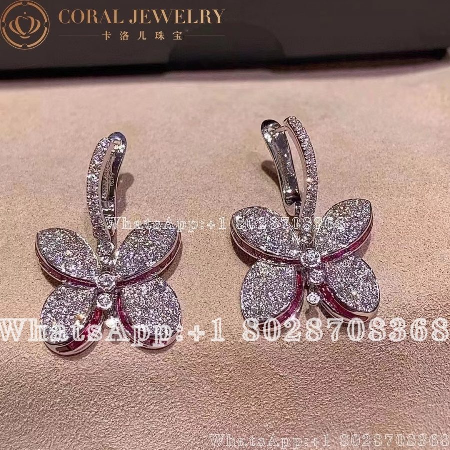 Graff White Gold Princess Butterfly W Diamonds Pink Purple Sapphire Earring Coral (17)