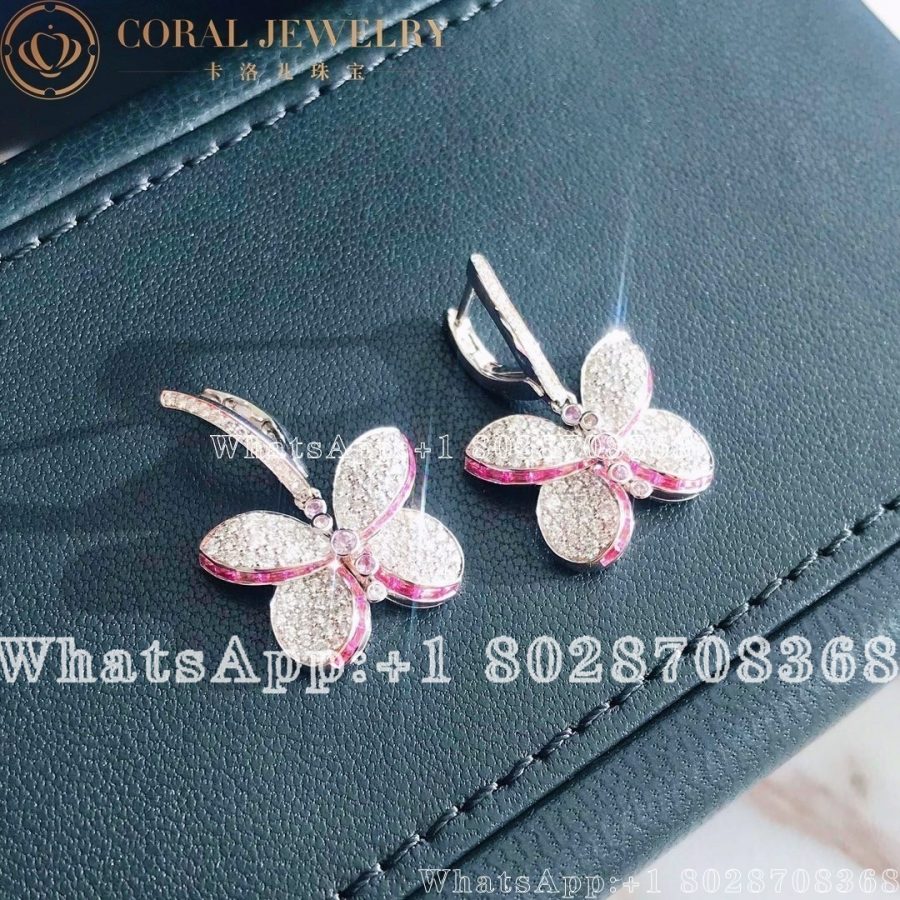 Graff White Gold Princess Butterfly W Diamonds Pink Purple Sapphire Earring Coral (2)