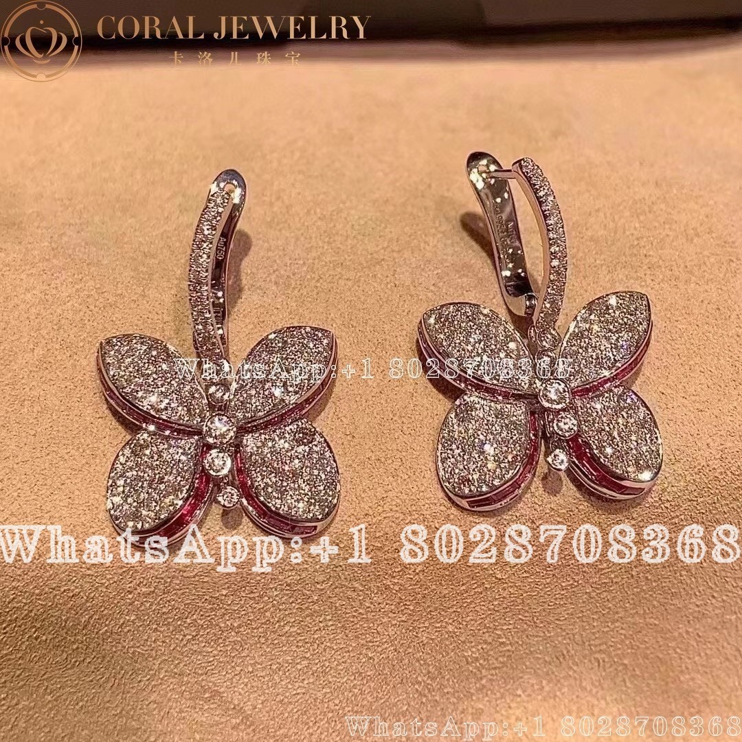 Graff White Gold Princess Butterfly W Diamonds Pink Purple Sapphire Earring Coral (20)