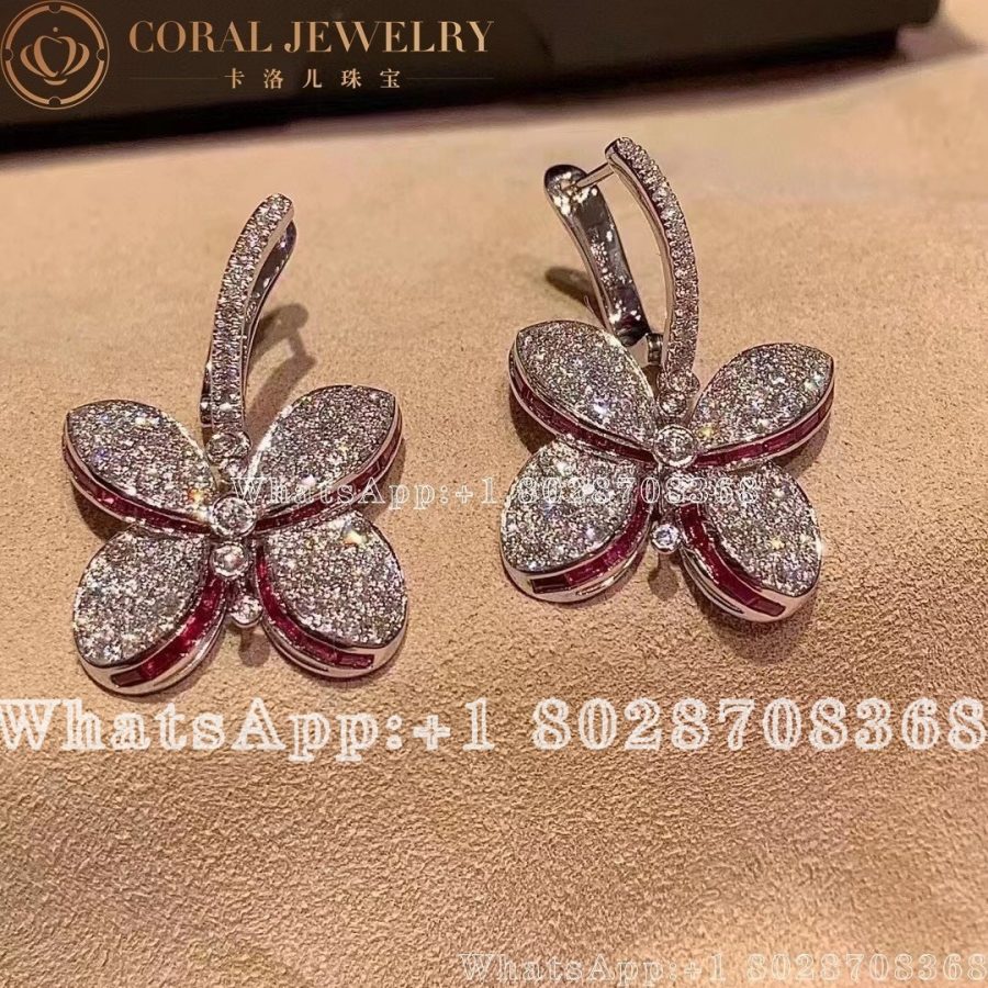 Graff White Gold Princess Butterfly W Diamonds Pink Purple Sapphire Earring Coral (22)