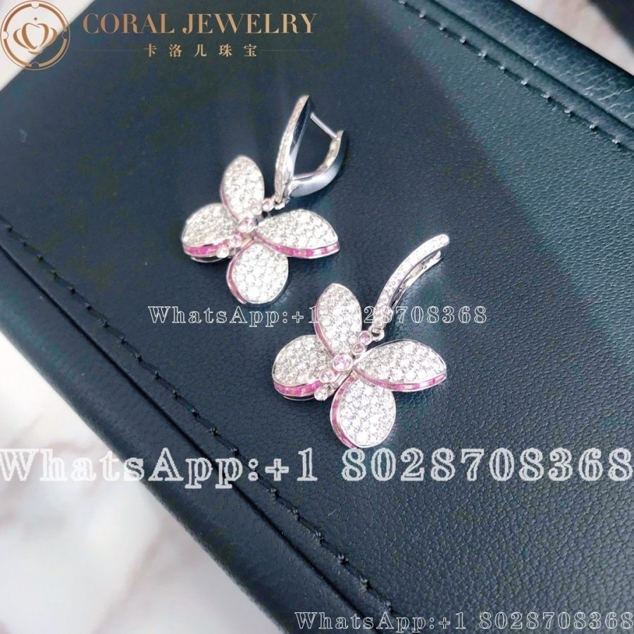 Graff White Gold Princess Butterfly W Diamonds Pink Purple Sapphire Earring Coral (3)