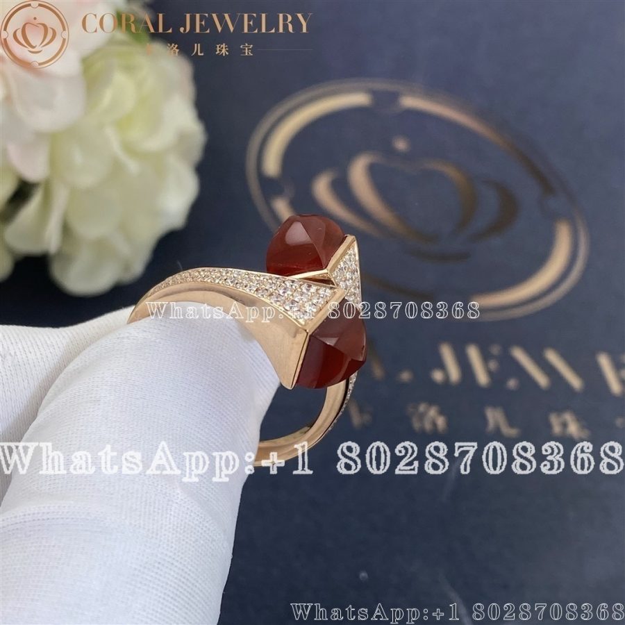 Marli Cleo Diamond Ring In Rose Gold Carnelian Coral (2)