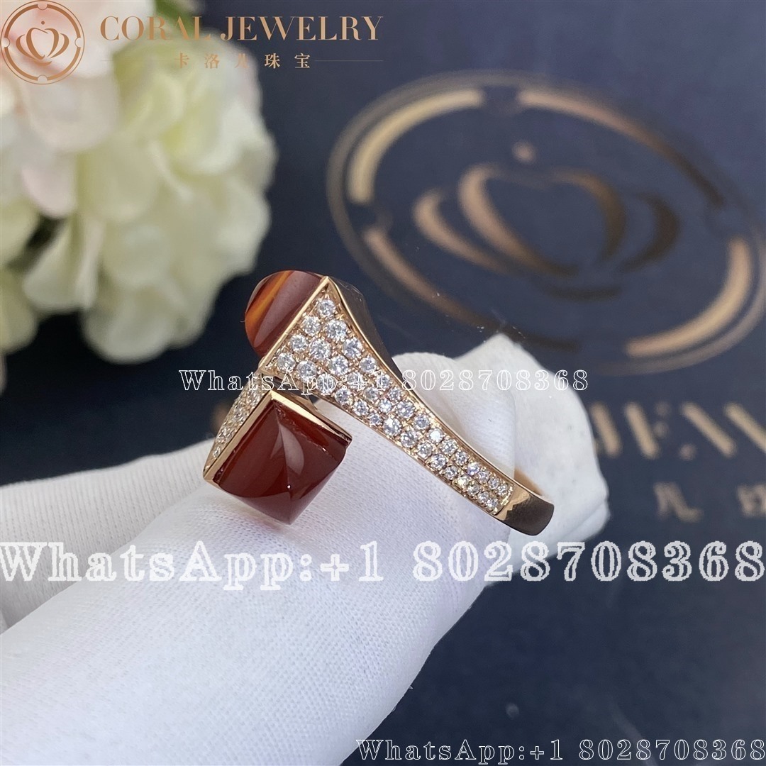 Marli Cleo Diamond Ring In Rose Gold Carnelian Coral (4)