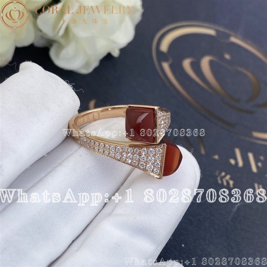 Marli Cleo Diamond Ring In Rose Gold Carnelian Coral (6)