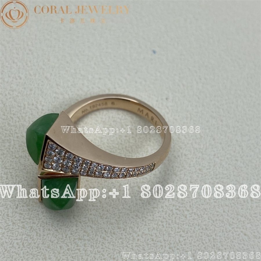 Marli Cleo Diamond Ring In Rose Gold Green Agate Coral (6)