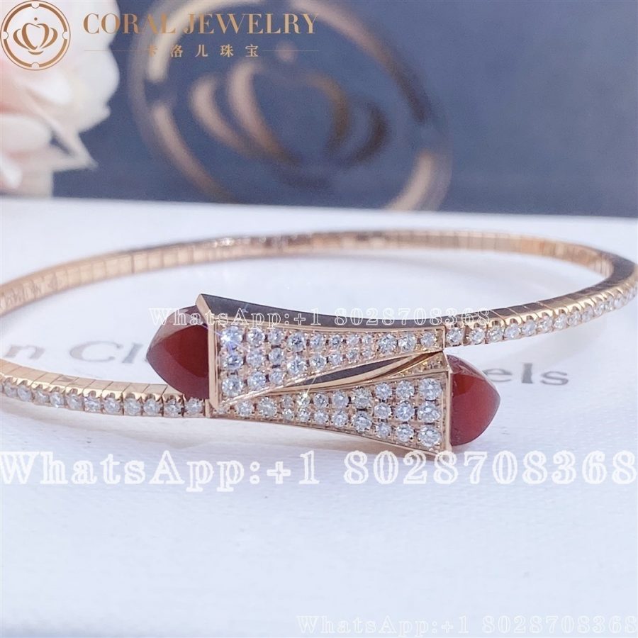 Marli Cleo Diamond Midi Slip On Bracelet In Rose Gold Carnelian Coral (6)