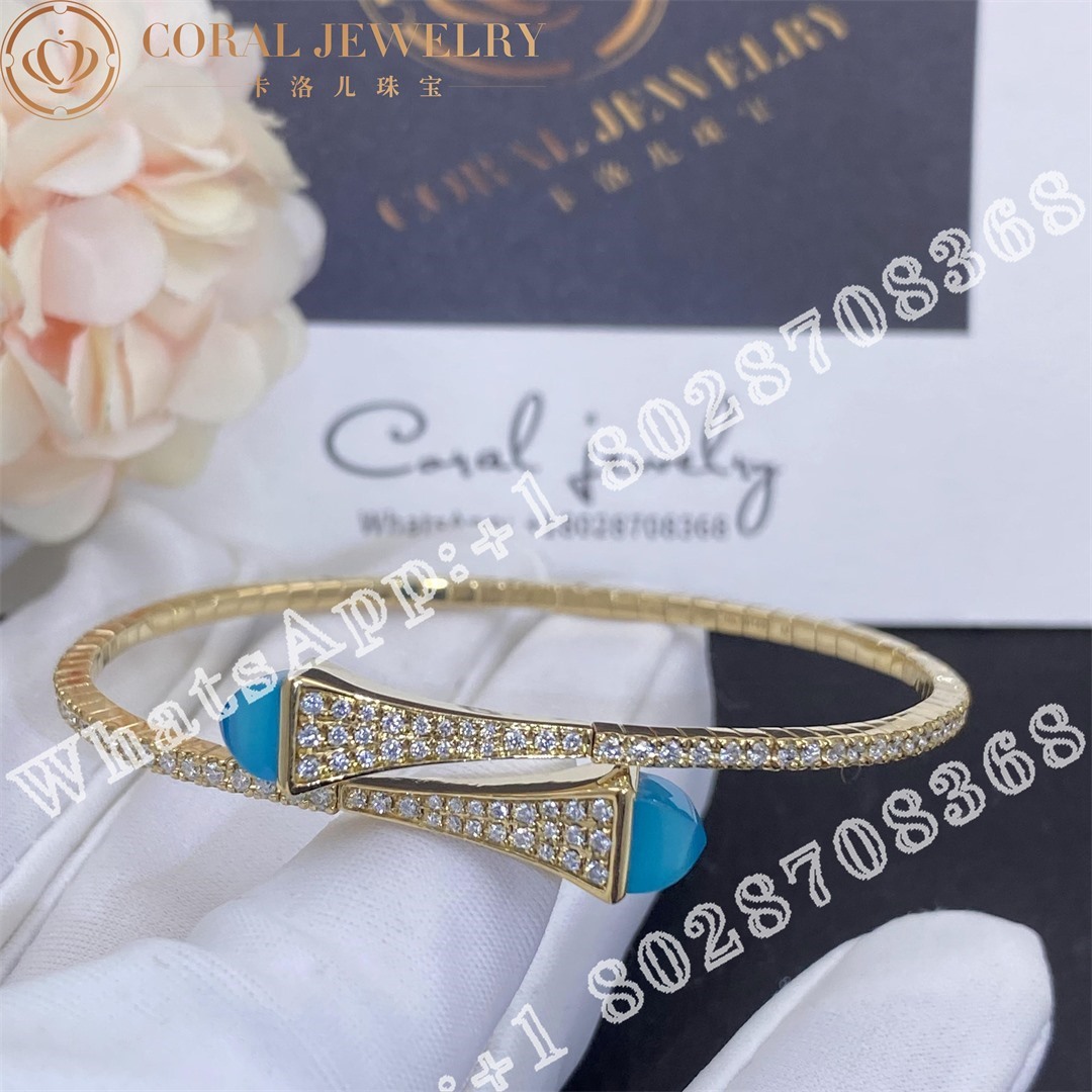 Marli Cleo Diamond Midi Slip On Bracelet In Yellow Gold Sea Blue Chalcedony Coral (13)