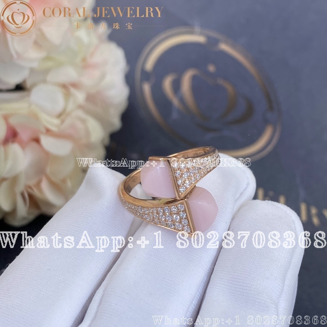 Marli Cleo Diamond Ring In Rose Gold Opal Coral (4)