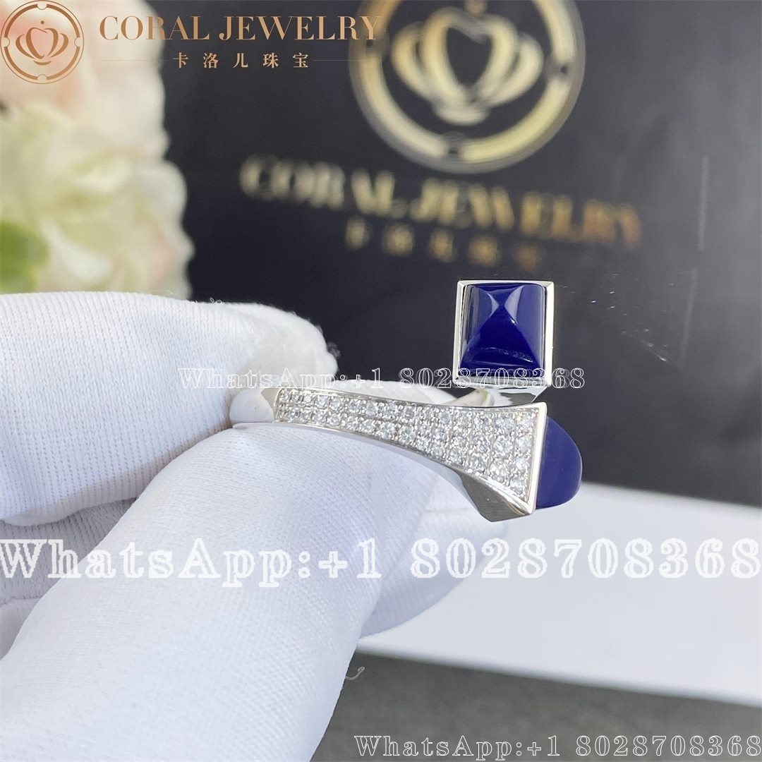 Marli Cleo Diamond Ring In White Gold Lapis Lazuli Coral (4)