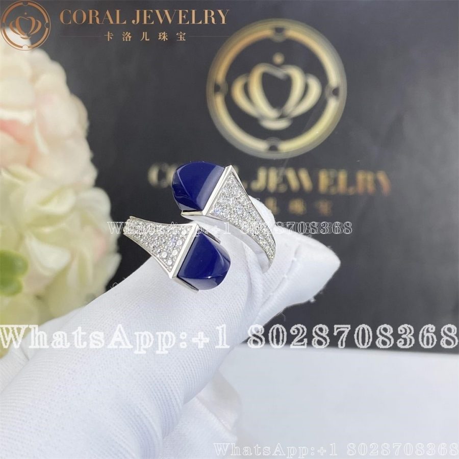 Marli Cleo Diamond Ring In White Gold Lapis Lazuli Coral (7)