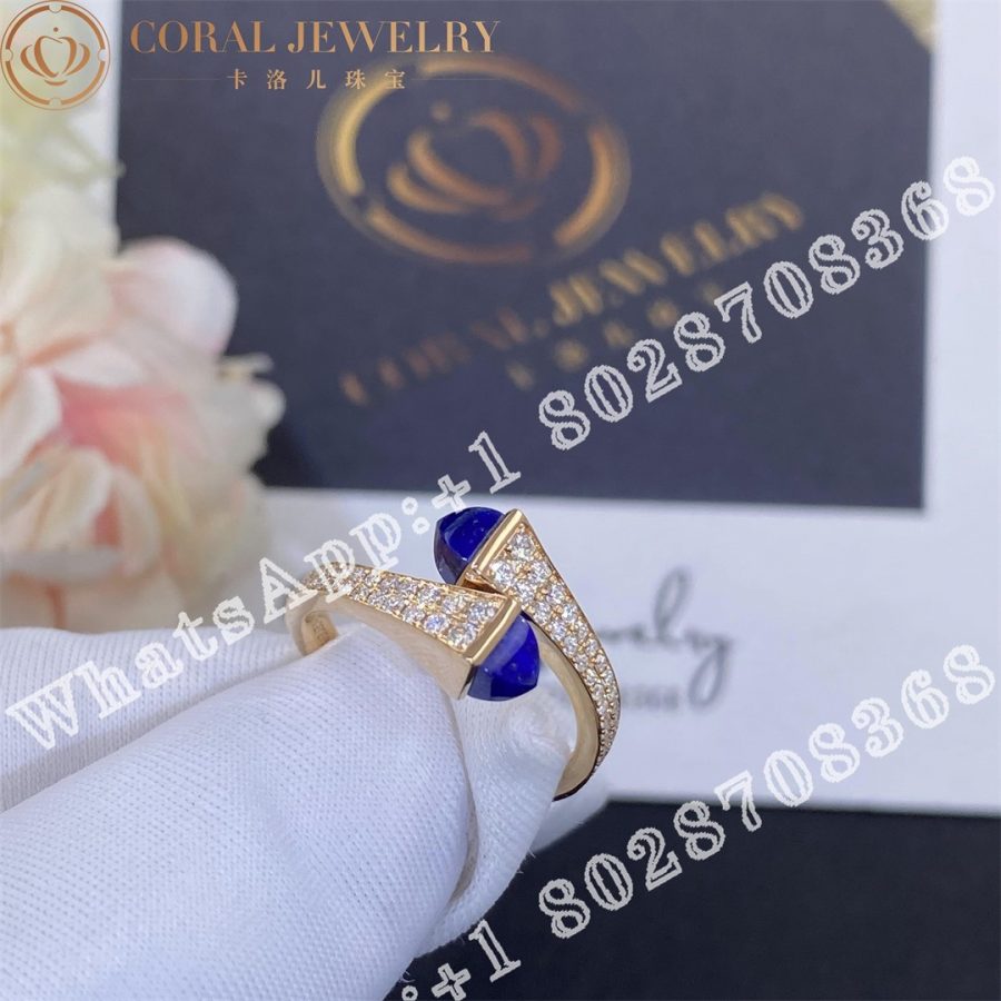 Marli Cleo Diamond Slim Ring In Rose Gold Lapis Lazuli Coral (4)