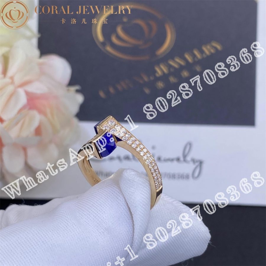 Marli Cleo Diamond Slim Ring In Rose Gold Lapis Lazuli Coral (5)