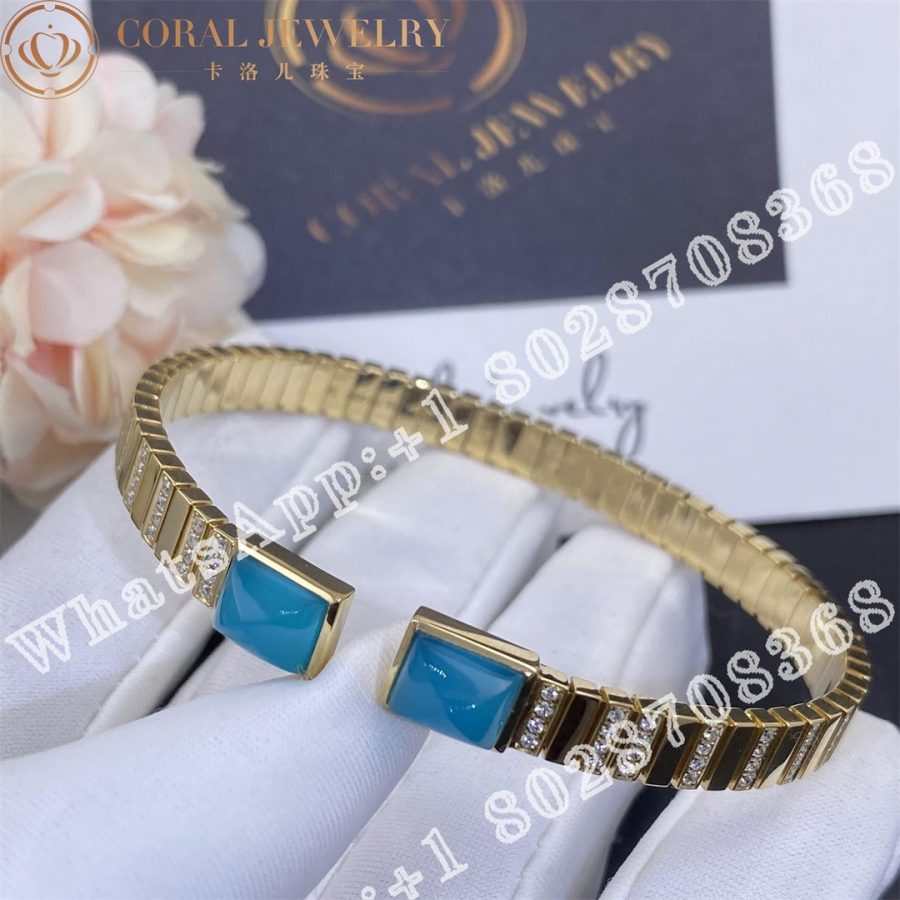 Marli Cleo 2 Link Diamond Slip On Bracelet In Yellow Gold Sea Blue Chalcedony Coral (4)